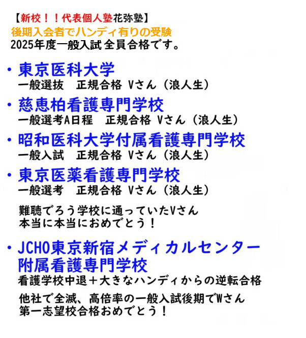 一般入試　東京医科大学　新宿メディカルセンター